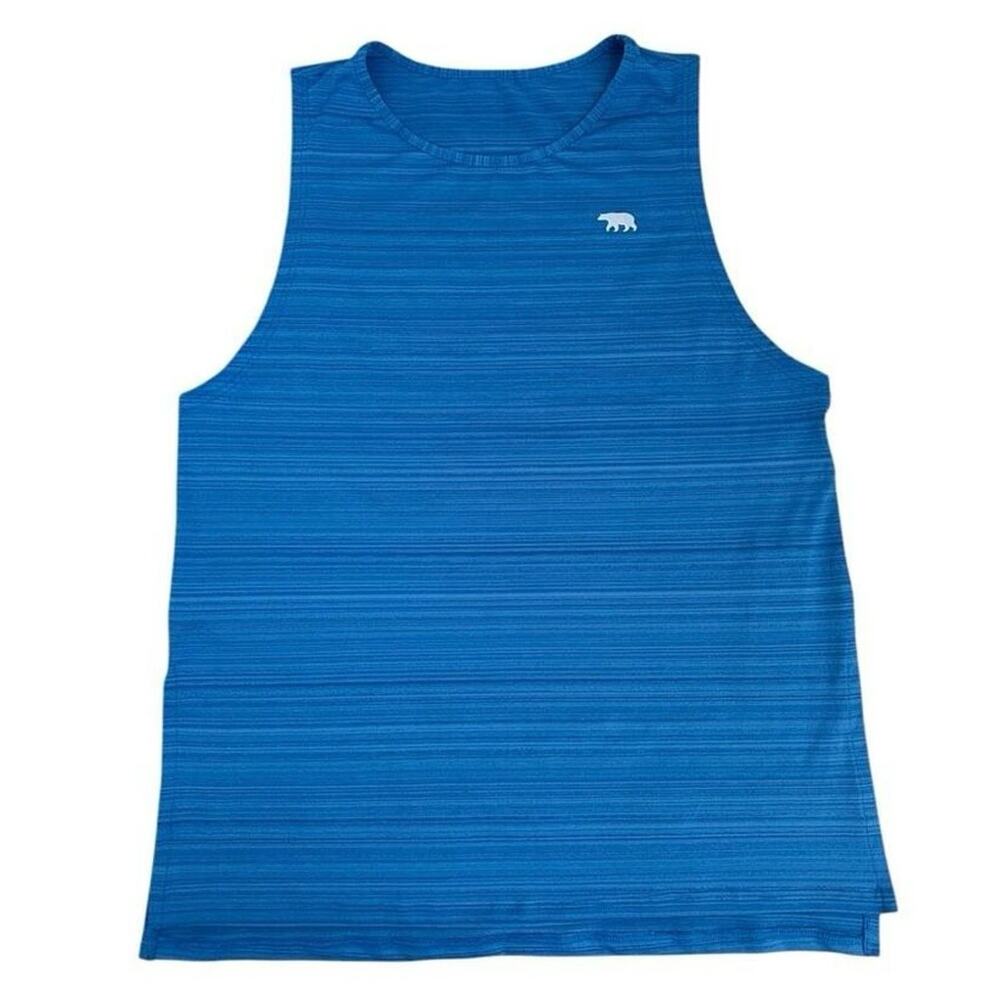 Running Bare Namaste Performance Muscle Tank Blue Athletic Singlet Size S